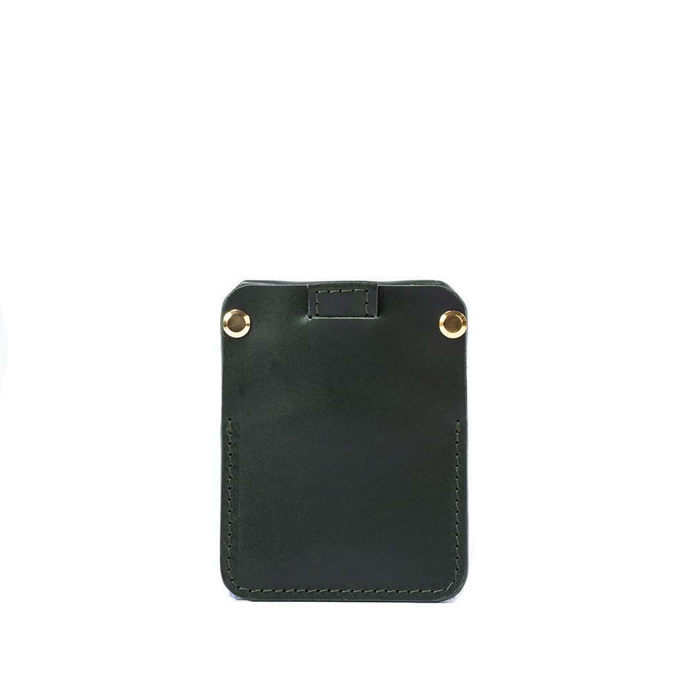 Minimalist Green Leather Card holder compatible with AirTag 