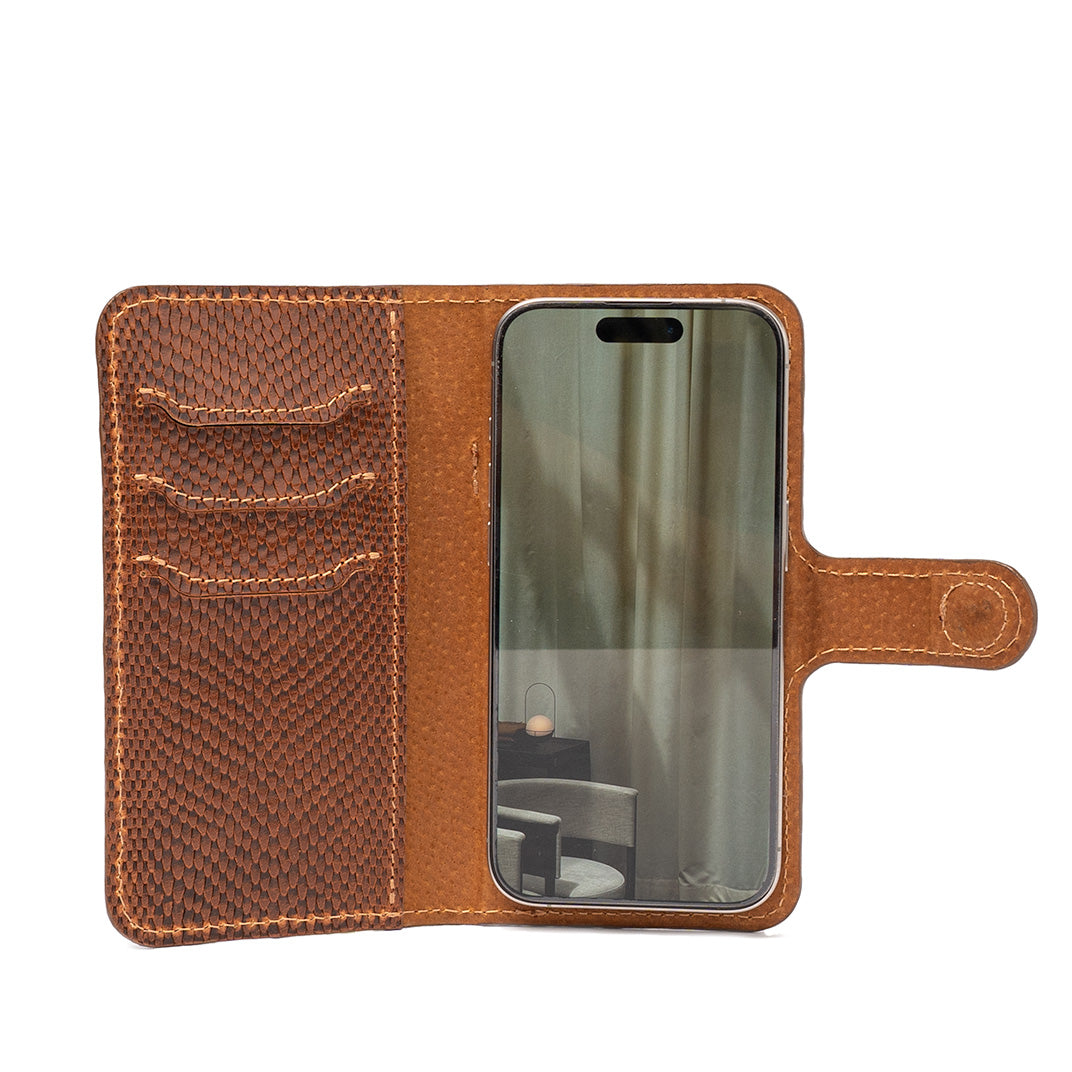 iPhone 15 series Leather MagSafe Folio Case Wallet with Grip