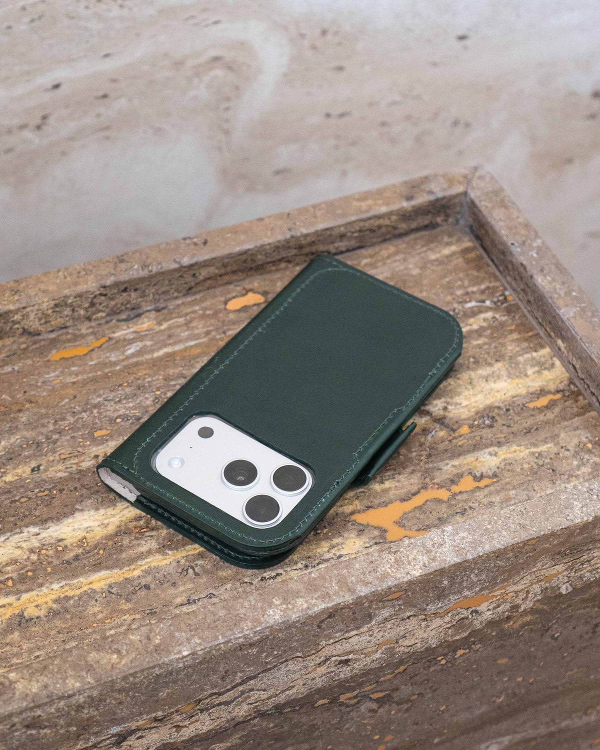 Classic 5.0 leather MagSafe folio wallet case for iPhone 18 Pro and Pro Max, lifestyle view