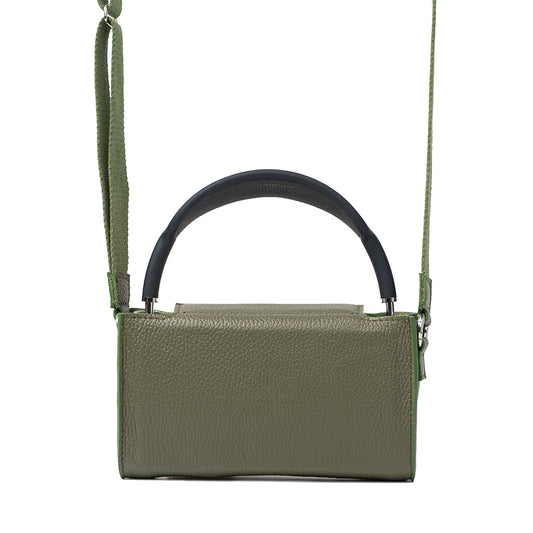 Olive green leather case for AirPods Max with minimalist design and integrated sleep mode feature, handcrafted protective carrying cover with soft velour lining
