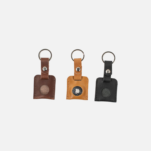 Leather AirTag keyrings gift set