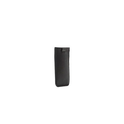 Side profile of black leather card wallet – slim minimalist design