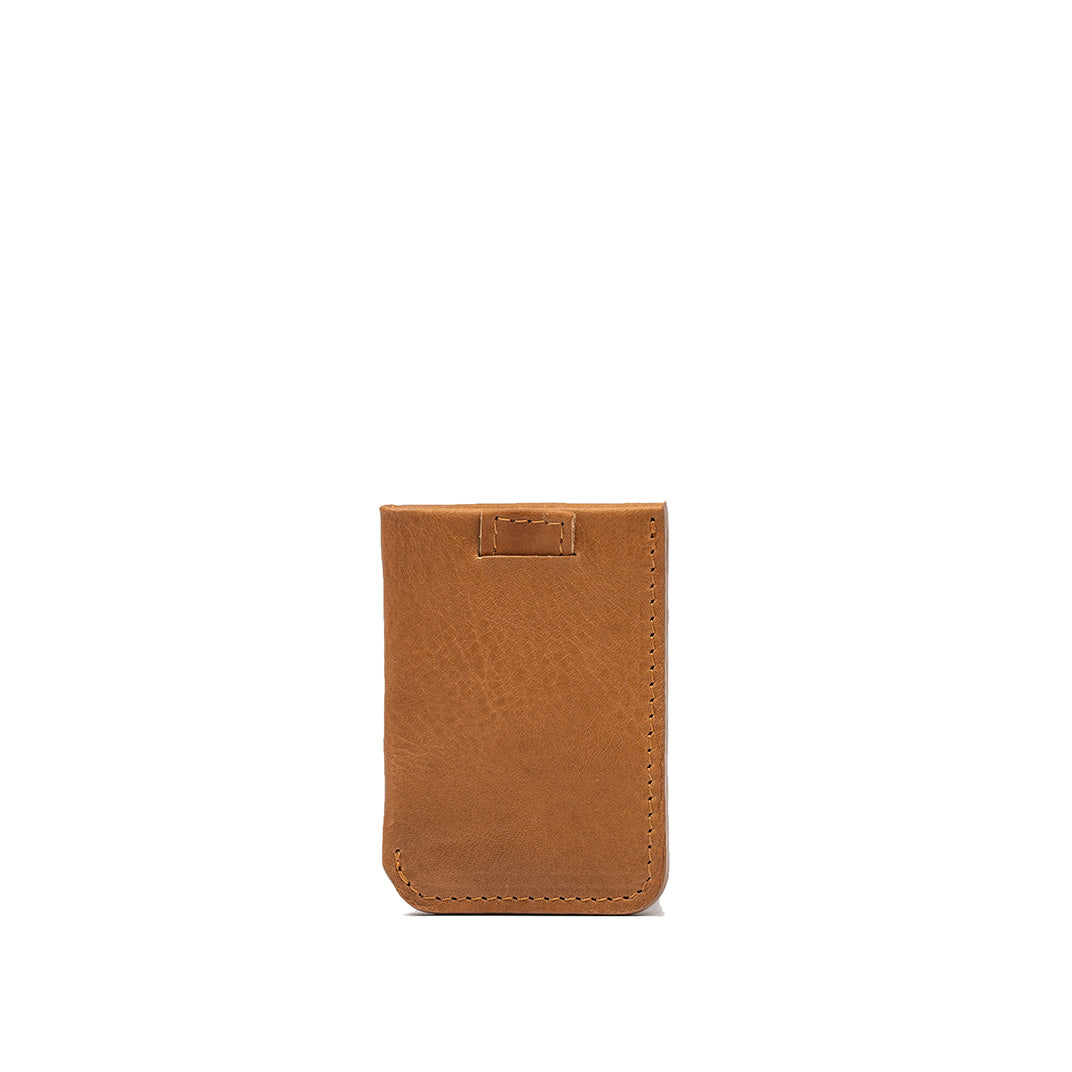 Minimalist RFID wallet in camel leather – back side product view