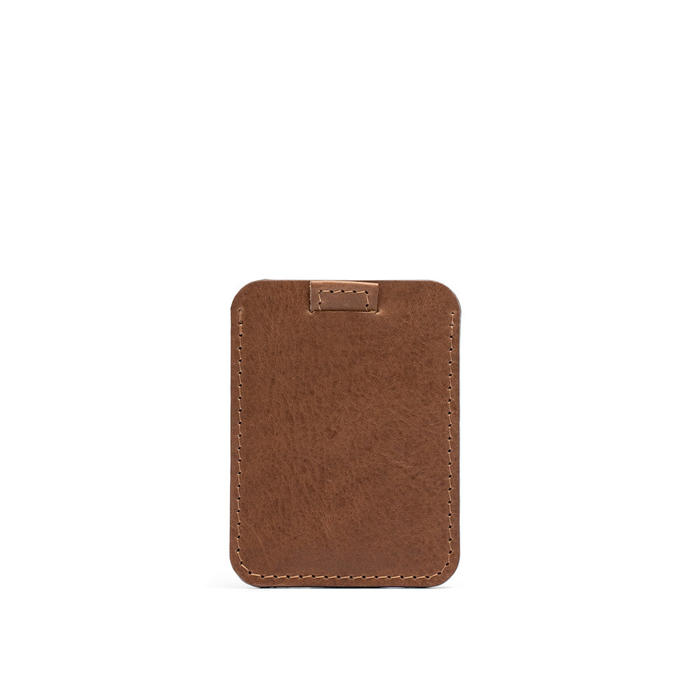 Designer brown full-grain leather cardholder, slim design with durable stitching, ideal for secure card storage