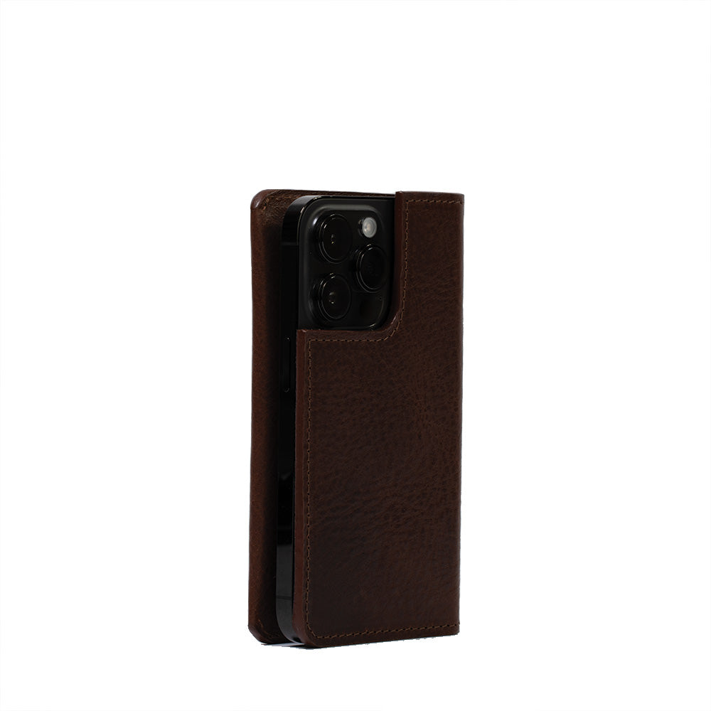 folio case wallet for iphone 14 compatible with apple and nomad case in the minimasit design made by Geometric Goods from premium italian leather