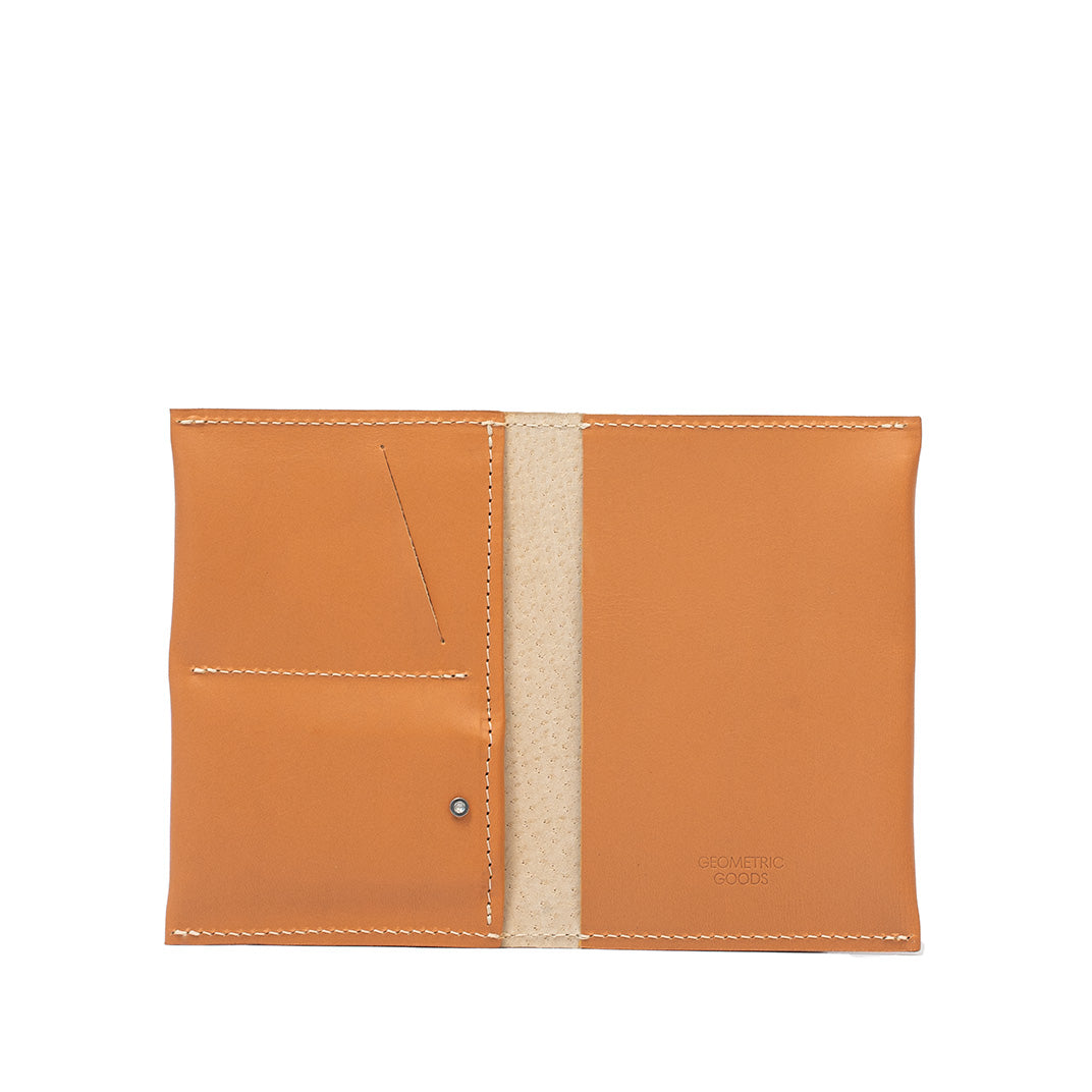 Light orange leather AirTag passport holder 2.0 with a vibrant and unique design