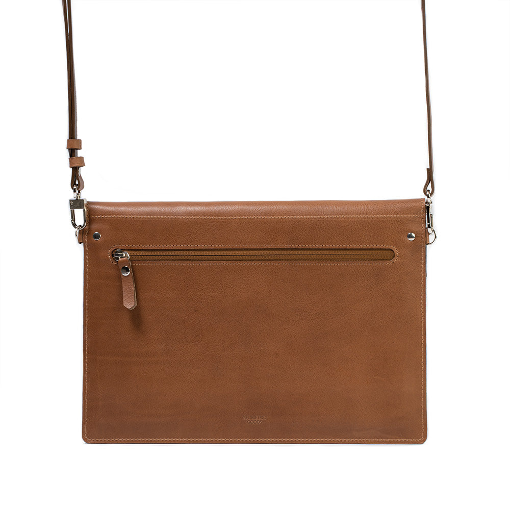 Brown Leather Shoulder Bag with Pocket, Leather Shoulder Bag, Leather shops iPad Bag