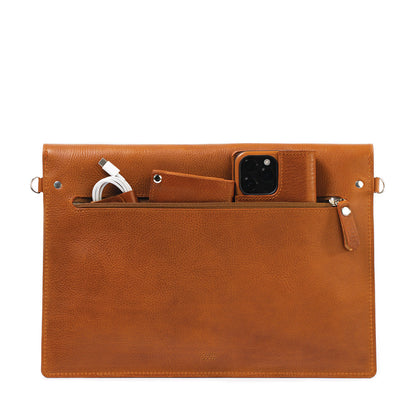 tan leather bag for iPad with crossbody strap - The Minimalist 3.0