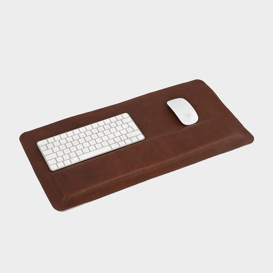 Elegant leather desk mat in mahogany color, perfect for adding a touch of luxury to your desk setup
