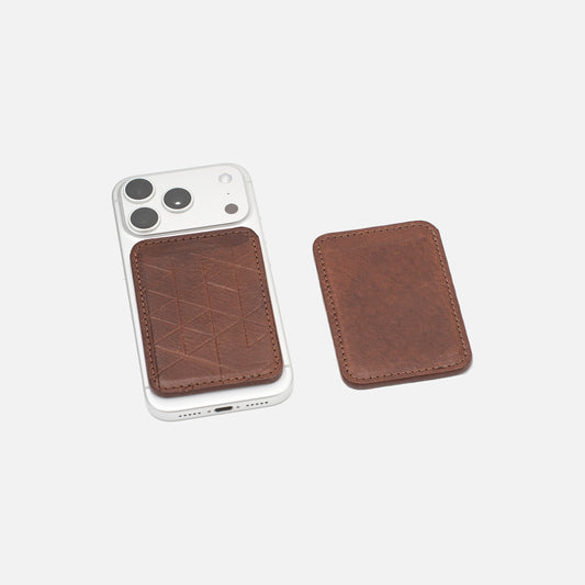 Black and brown full-grain leather MagSafe wallet gift set, product detail