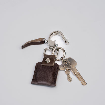 gray leather airtag keychain 3.0