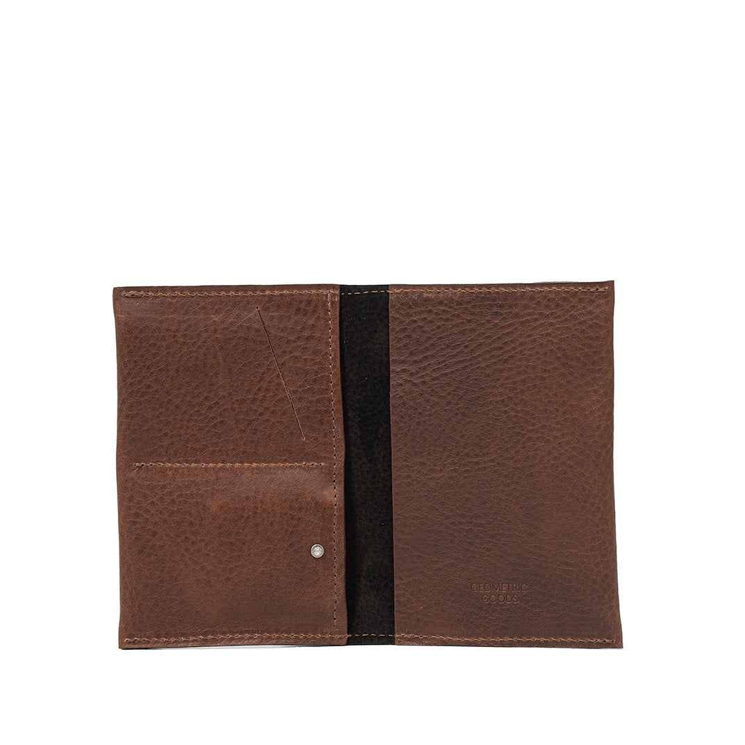 Mahogany leather AirTag passport holder 2.0 crafted from premium leathe
