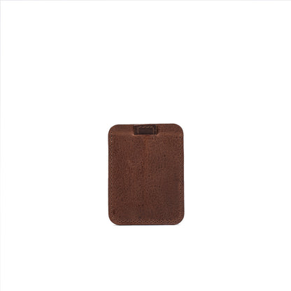 Designer mahogany leather cardholder with minimalist design and 8 credit card spocket