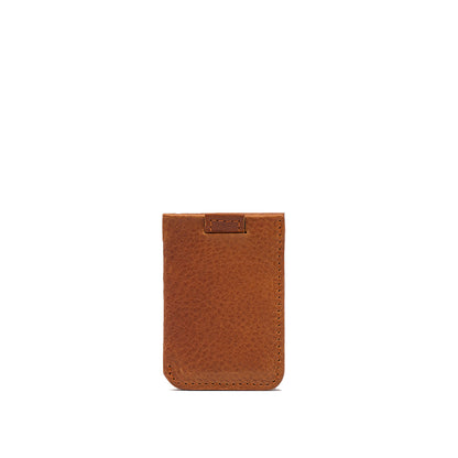 Leather MagSafe wallet that holds 4-6 cards, in tan color