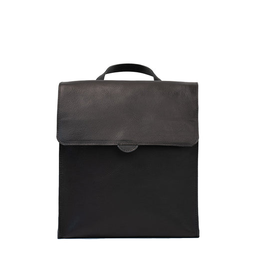 Elegant Black leather Backpack made from premium Italian full-grain leather