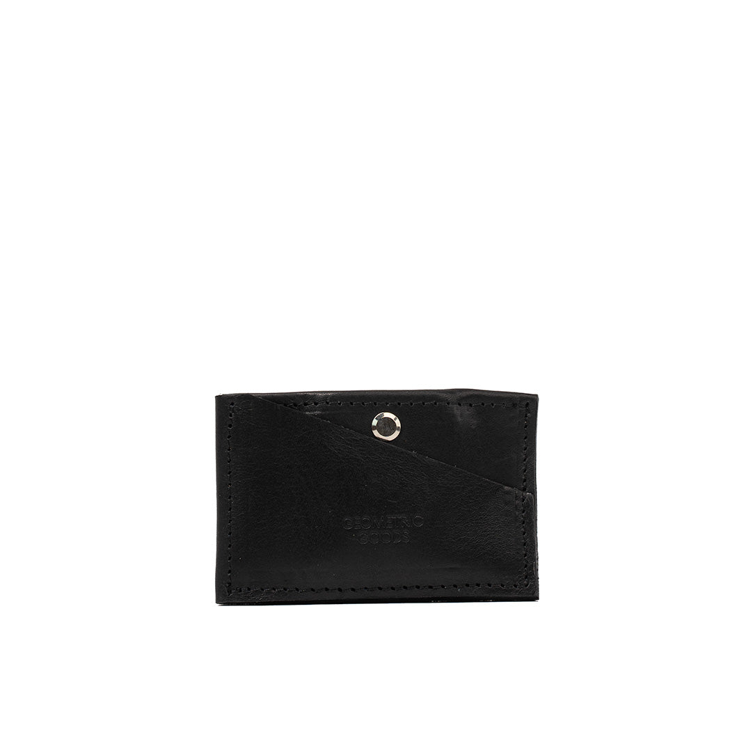 Minimalist Black Leather Wallet with Concealed AirTag Slot