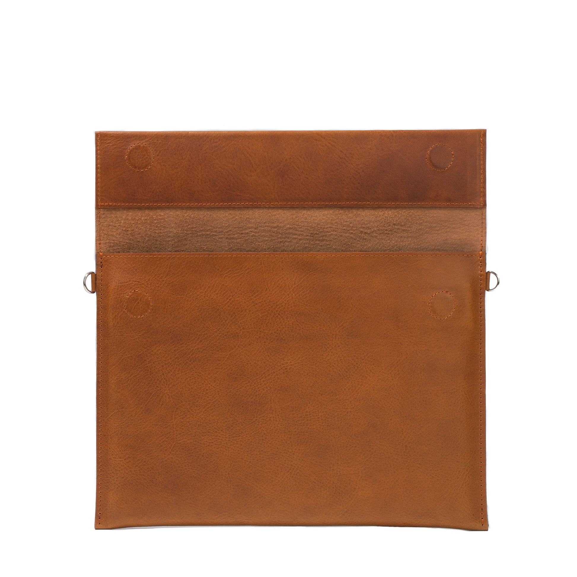 Moder mens sleeve case bag for MacBook 15 in cognac brown tan color with adjustable strap made from premium Italian leather