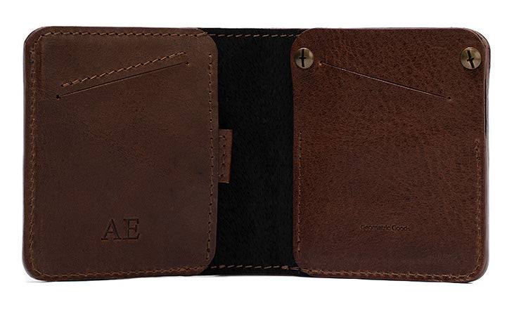 the best men's and woman's brown leather billfold AirTag Wallet personlized fonts and hardware