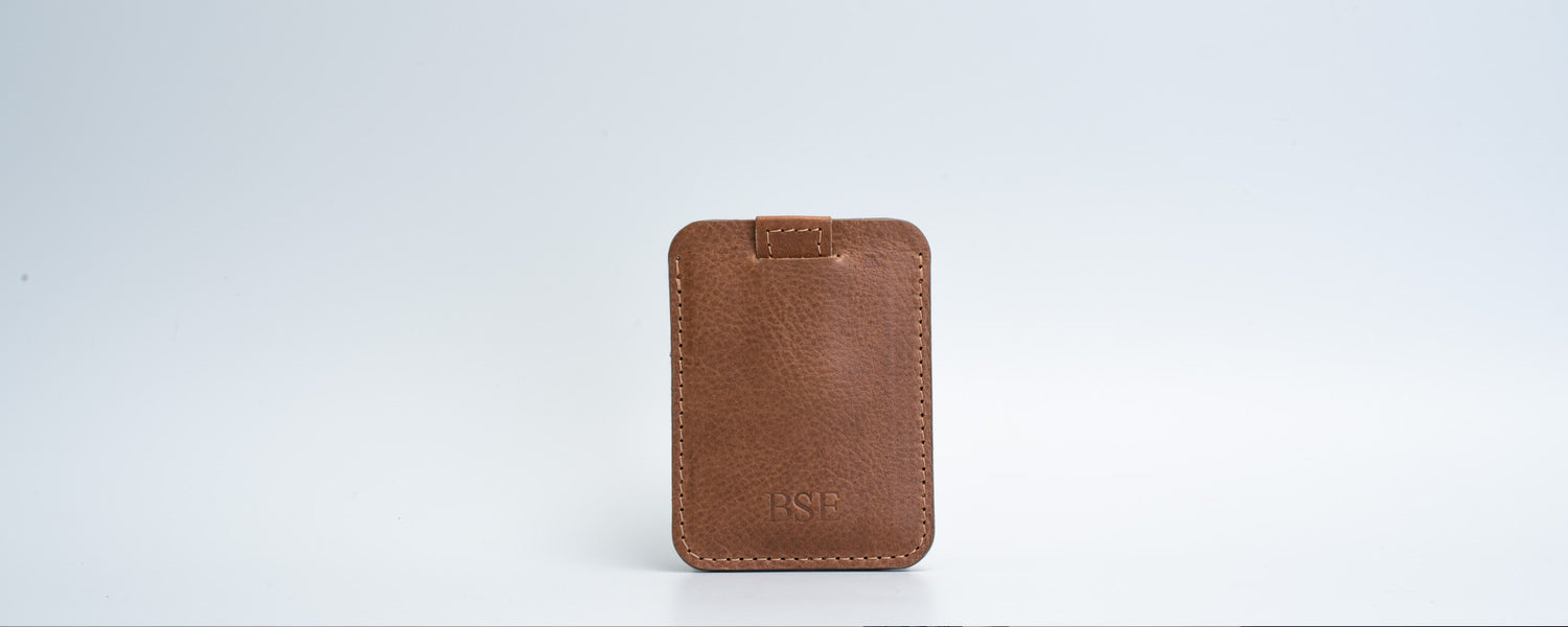 brown leather magsafe wallet personalization