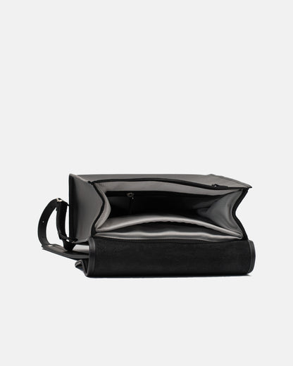 Detail view of The Phi Backpack - Large in black leather