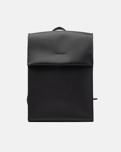 The Phi Backpack - Large in black leather, front view