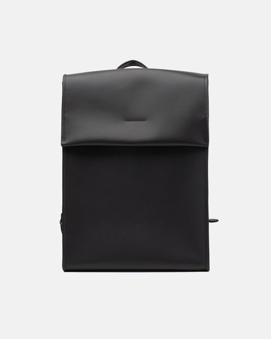 The Phi Backpack - Large in black leather, front view