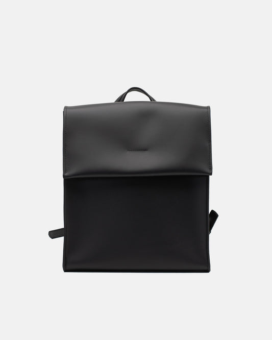 The Phi Backpack - Medium in black water-resistant leather