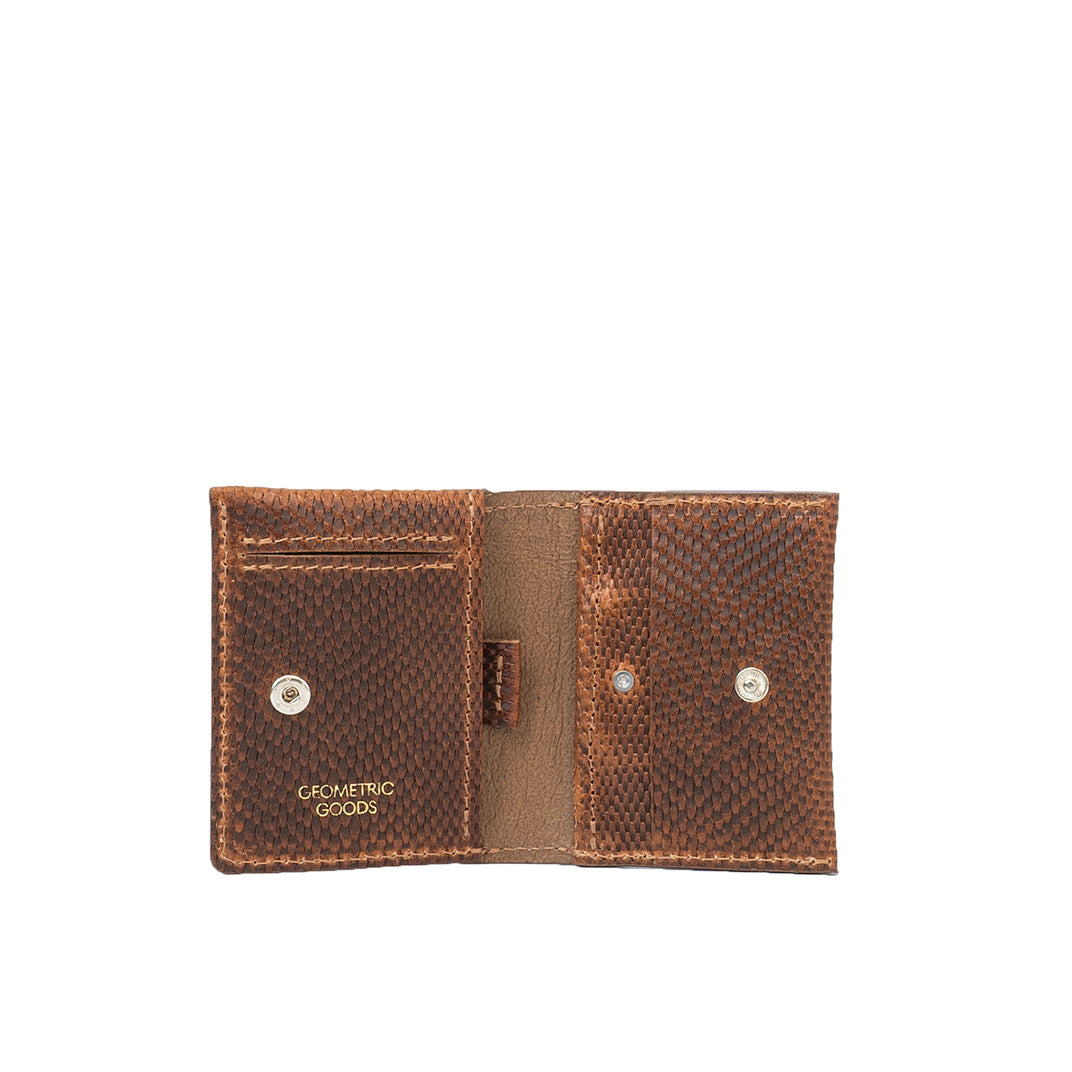 Luxury AirTag wallet cardholder made from premium brown Snake print leather