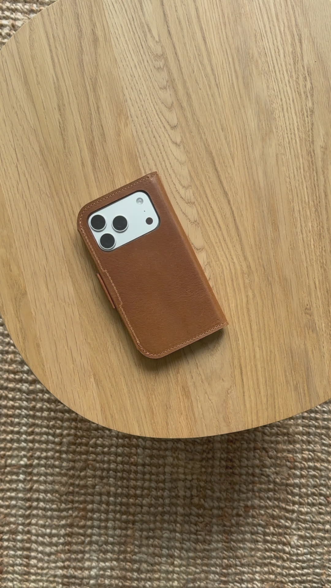 Load video: iPhone 17 Pro Folio Case Classic 5.1 by Geometric Goods in brown color