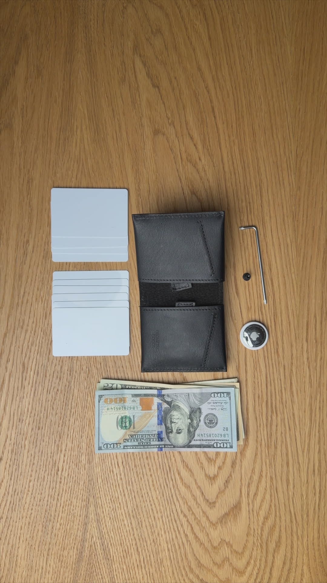 Load video: How to attach an AirTag to a wallet: set up AirTag 2 in leather airtag wallet Billfold 3.0.