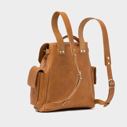 cognac leather backpack bag Small Leather Backpack - Chatelet (Camel)