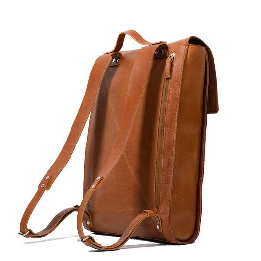 Leather laptop backpack - The Minimalist (Tan)