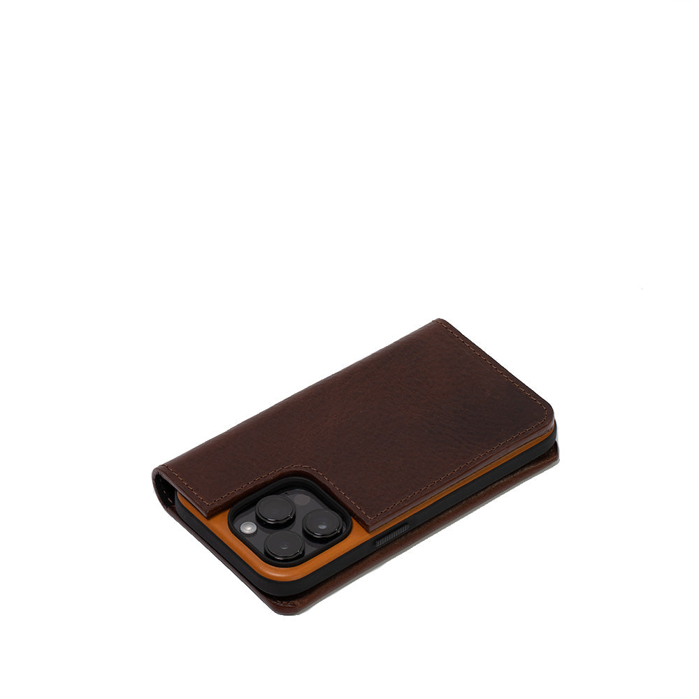 Geometric Goods iPhone 15 Series Leather Folio Case Wallet with MagSafe - The Minimalist 3.0 Mahogany / iPhone 15 Pro