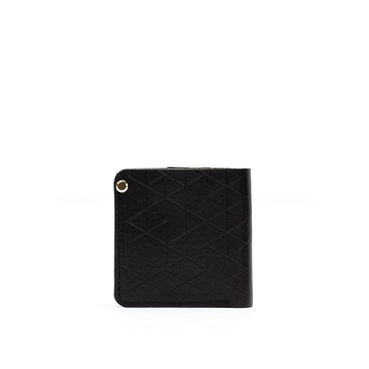black color wallet with hidden slot for AirTag and vectors pattern by Geometric Goods