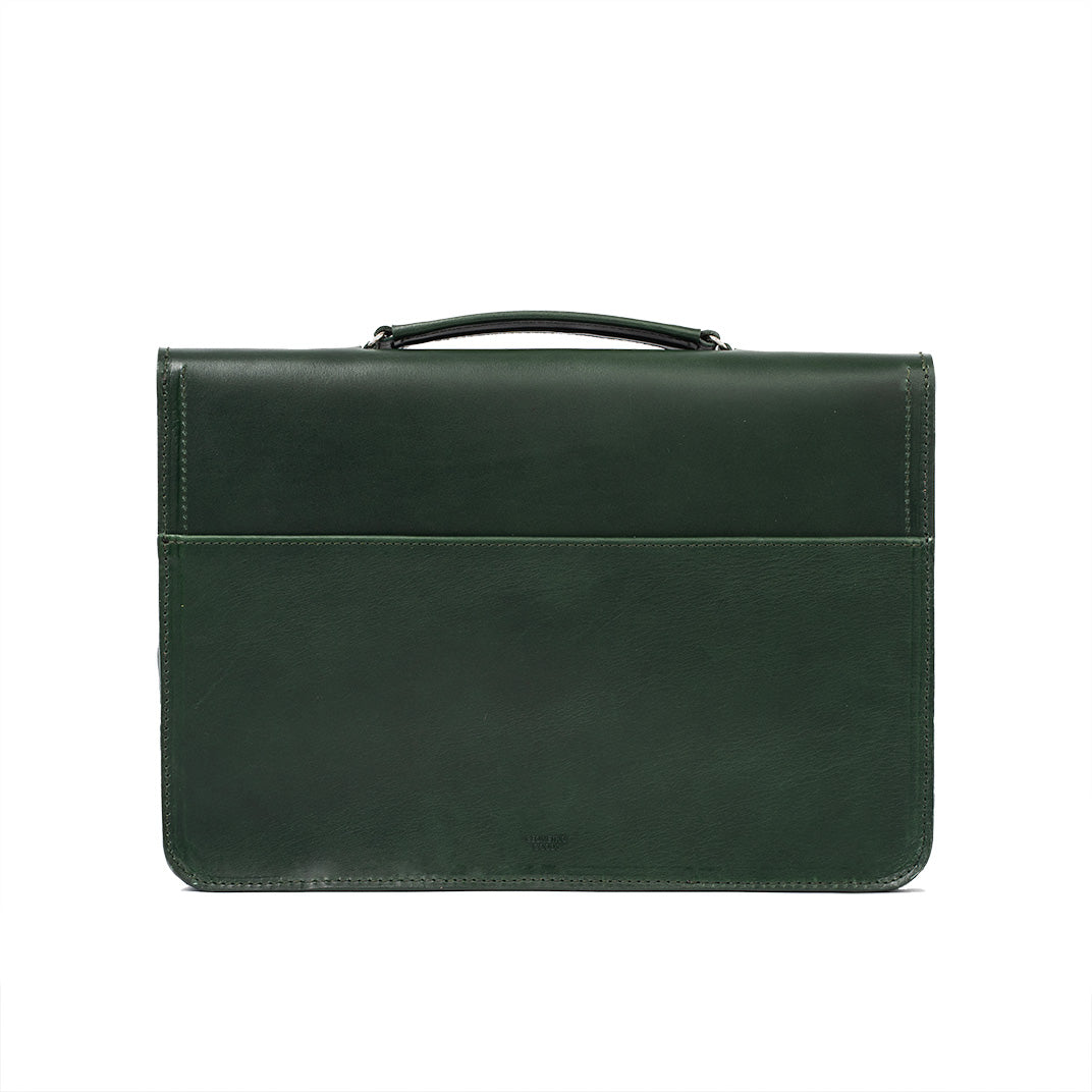 Forest Green Leather Briefcase Laptop Bag Geometric Goods