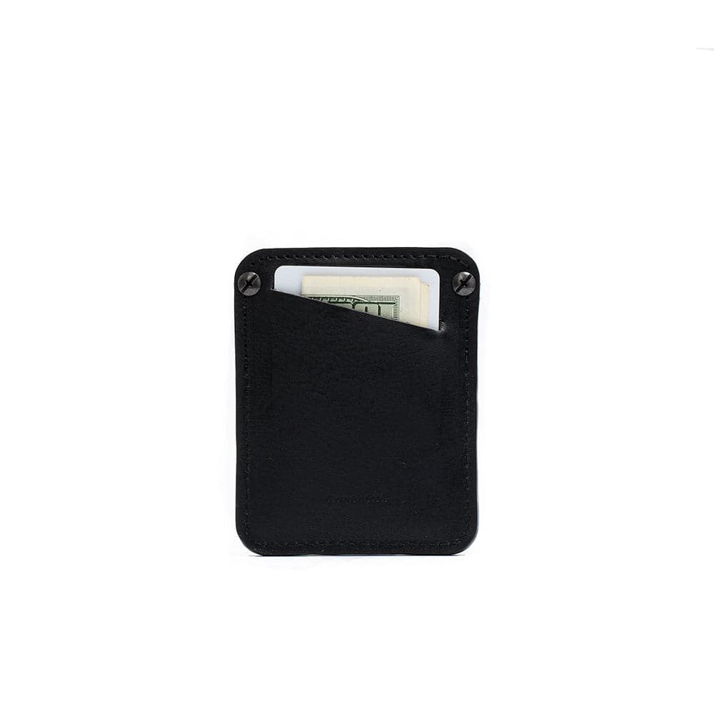 black Leather AirTag cardholder- The Minimalist - Geometric Goods