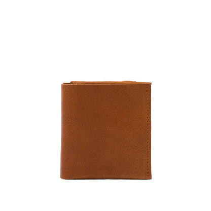 Premium tan cognac brown men's leather bifold wallet