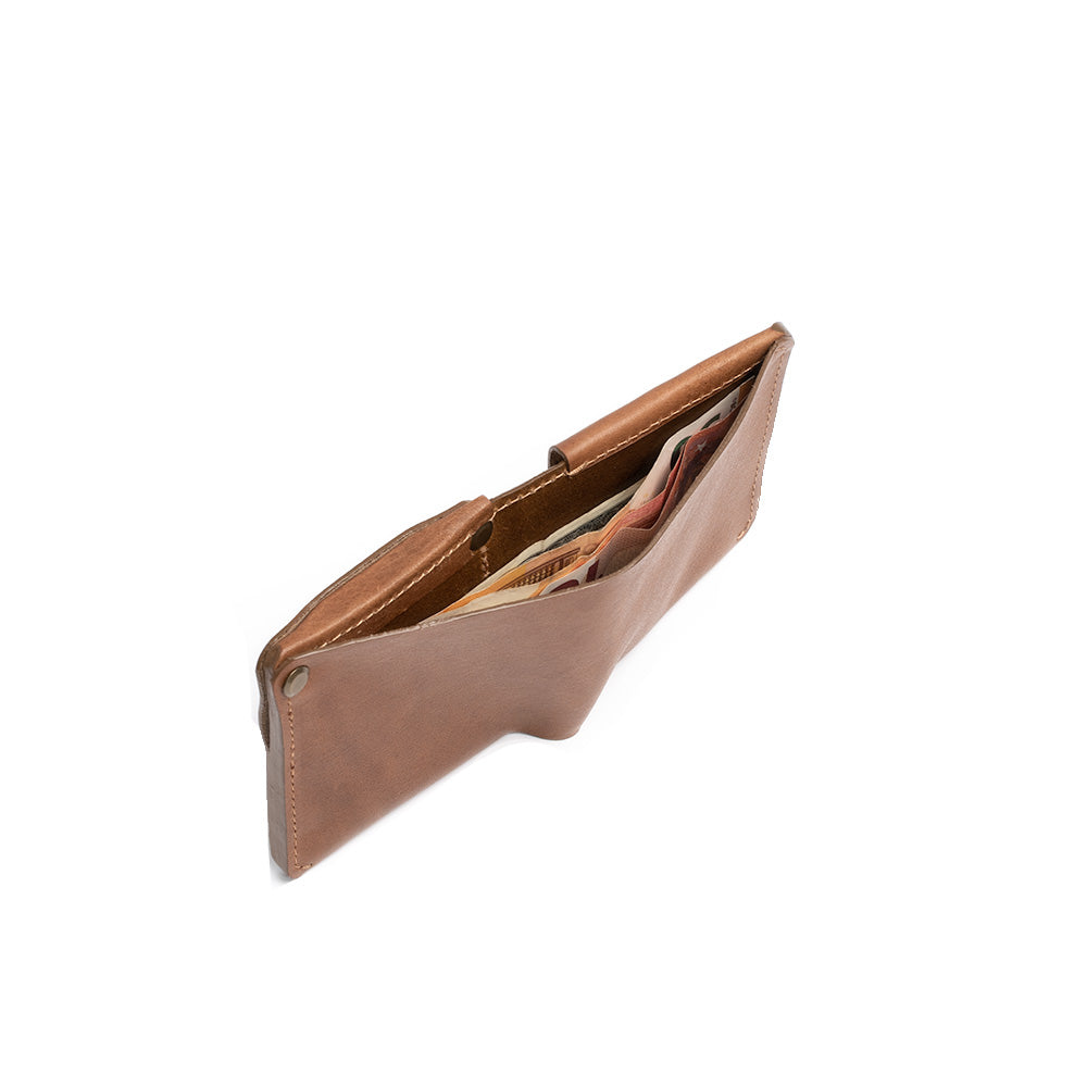 AirTag Billfold Wallet with Large Coin Pouch Mahogany