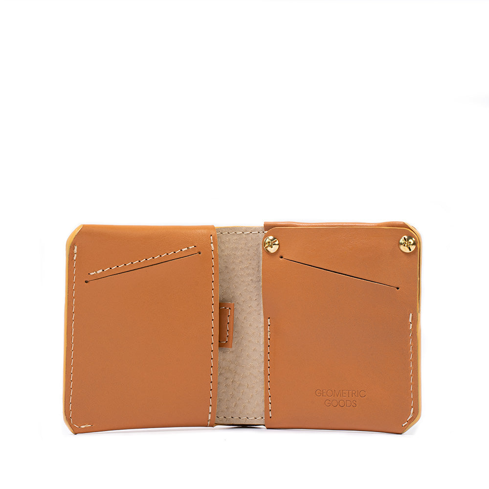the best woman light orange leather billfold wallet with hidden airtag pocket