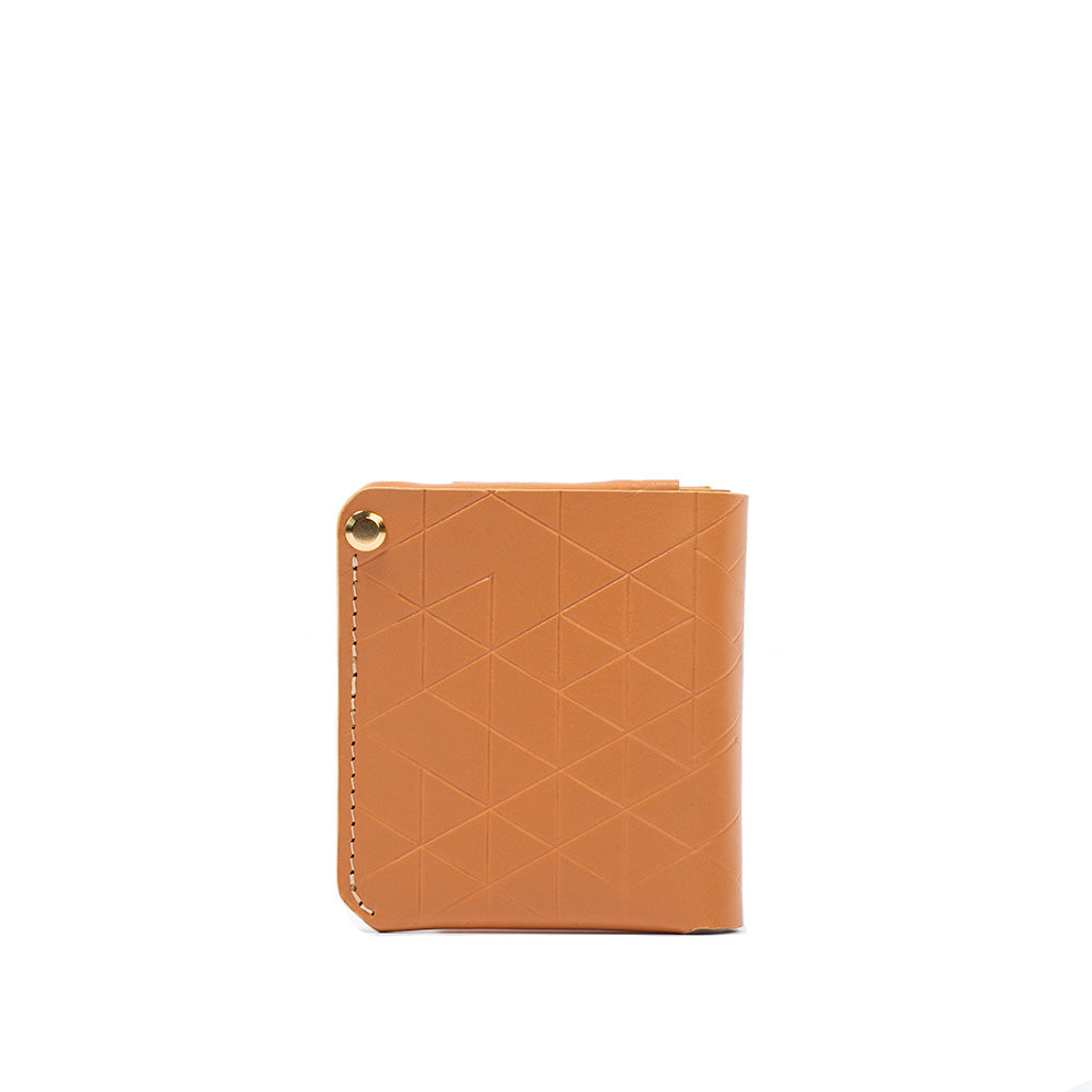 The best women's light orange leather billfold wallet in vector design with hidden AirTag pocket