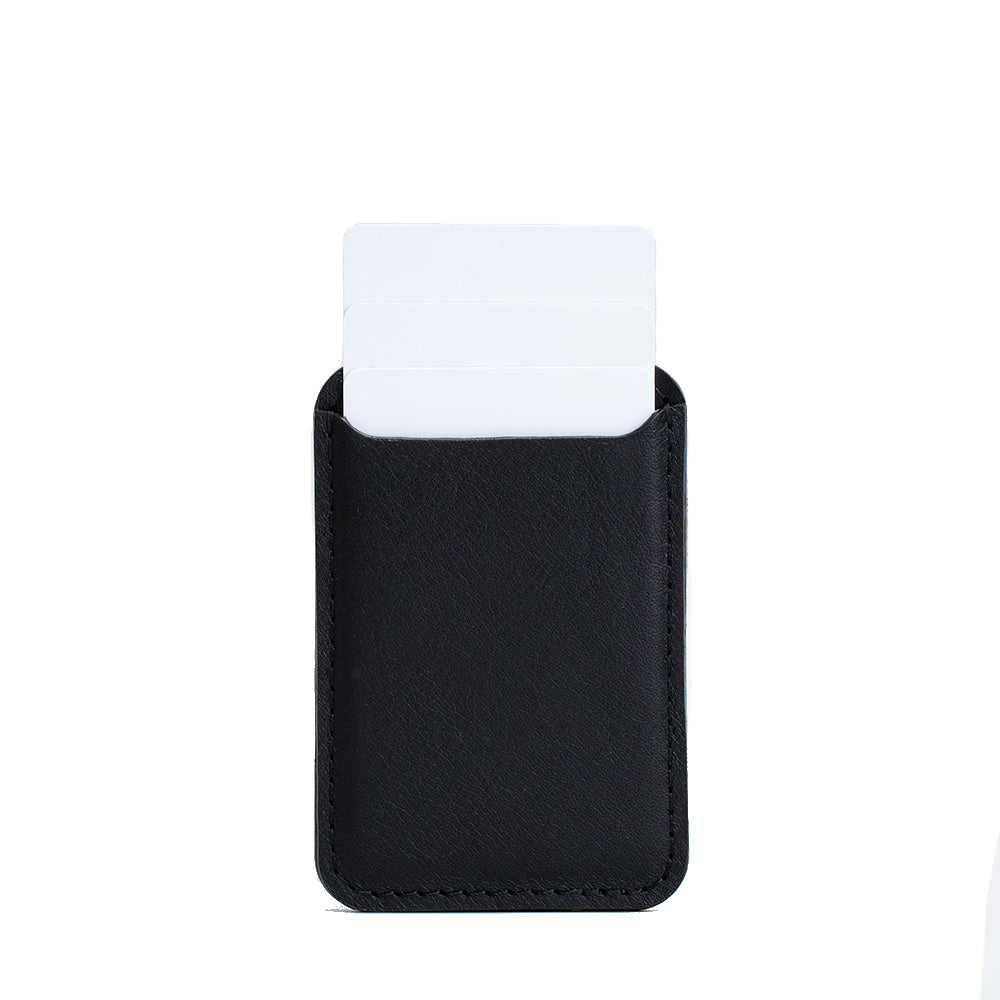 Black Classic full-grain leather MagSafe wallet, angled view