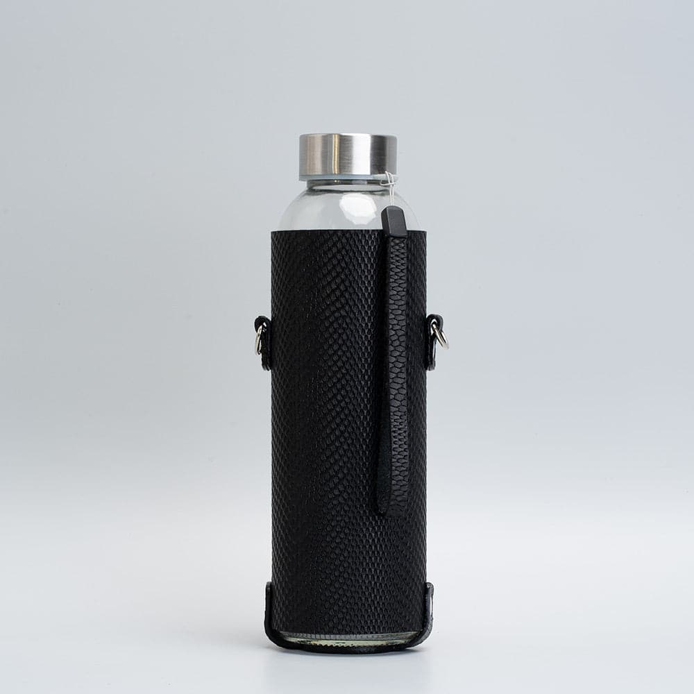 black leather bottle holder