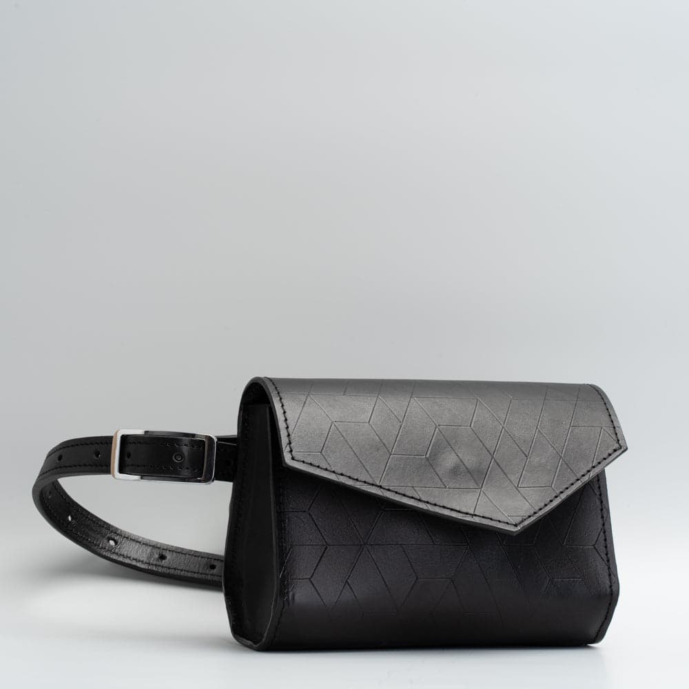 Black Leather Fanny Pack - Amsterdam - Geometric Goods