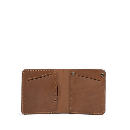 Billfold men's wallet with AirTag in brown leather color.