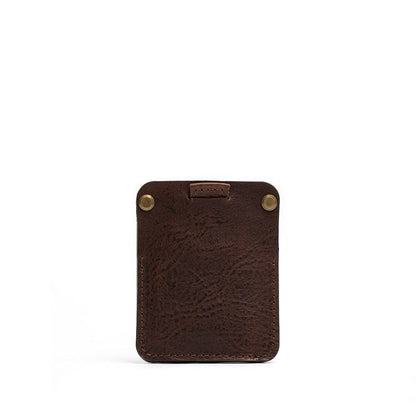 dark brown leather color AirTag card wallet holder for men and women made by Geometric Goods