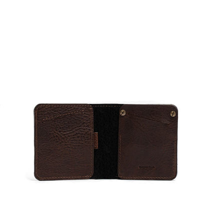 smart billfold wallet compatible with apple's airtag made by Geometric Goods from dark brown premium Italian full-grain vegetable-tanned leather in Europe 