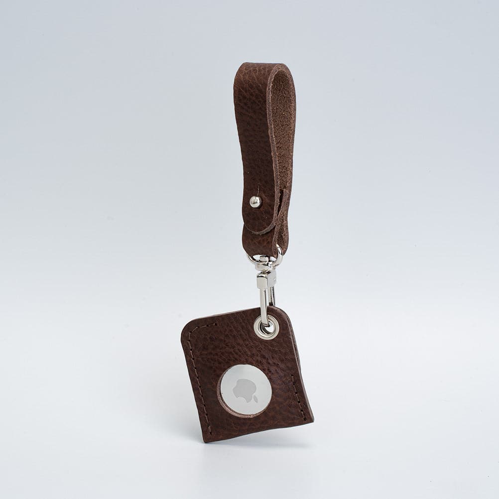 dark brown leather airtag bah charm