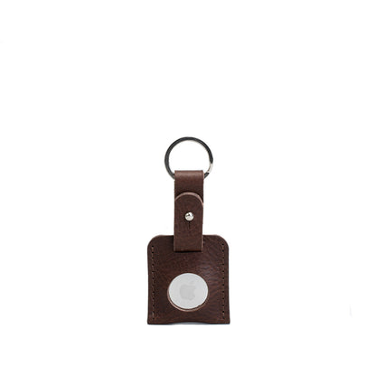 brown Leather airtag keyring - Geometric Goods