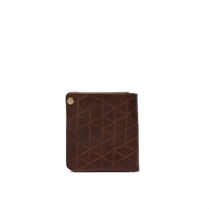 Geometric Goods brown AirTag billfold wallet for men and women – premium Italian leather, card and cash compatible