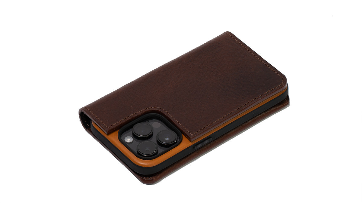 iphone folio case brown leather the minimalist compatible with apple and nomad shockproof case for man or woman in mahogany dark brown color
